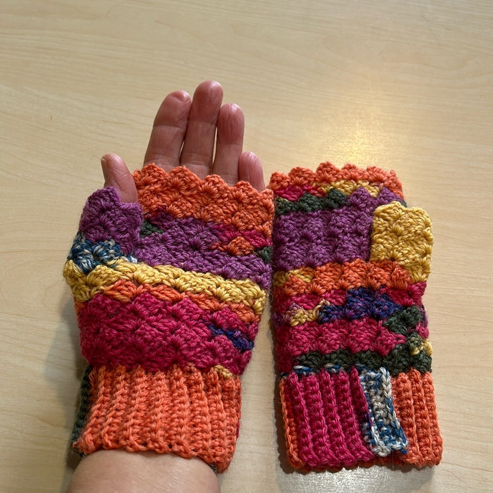 Handmade fingerless mittens